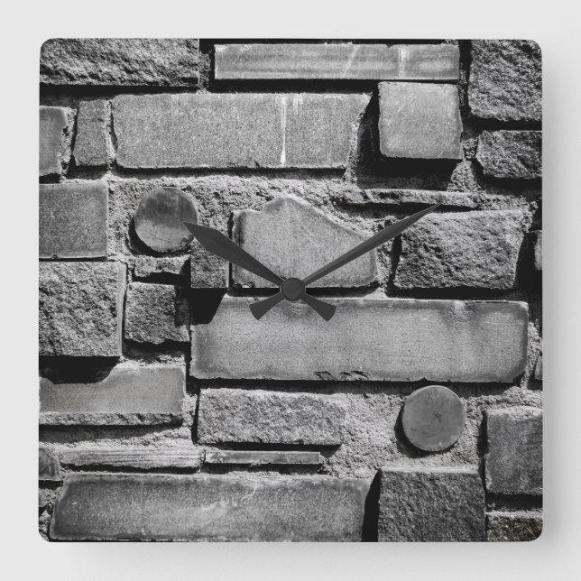 Brick Wall Cool Texture Pattern Square Wall Clock (Front)