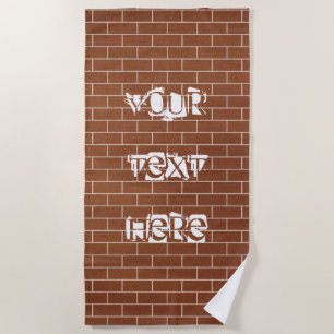Brick Wall Design Beach Towel with Custom Text