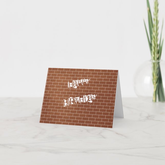 Brick Wall Design Birthday Card (Front)