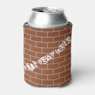 Brick Wall Design Can Cooler with Custom Text