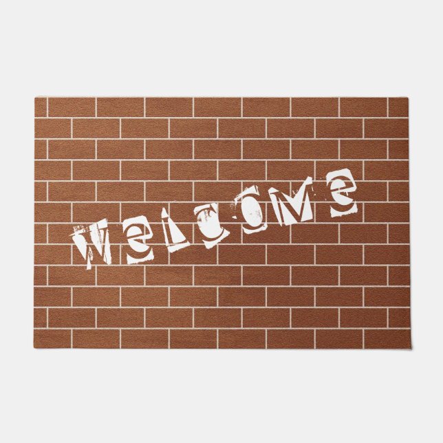 Brick Wall Design Doormat Welcome  (Front)