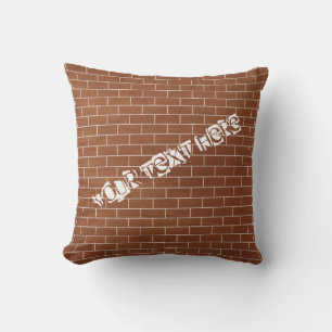 Brick Wall Design Throw Pillows - Custom Text