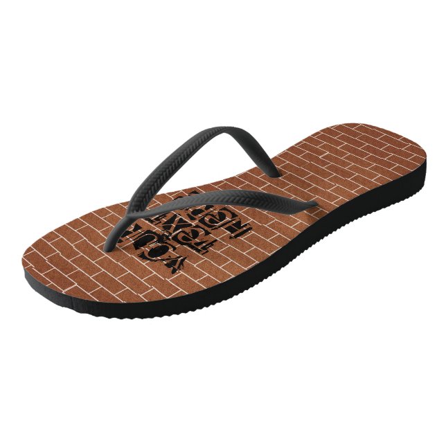 Brick Wall Flip Flops with Custom Text (Angled)