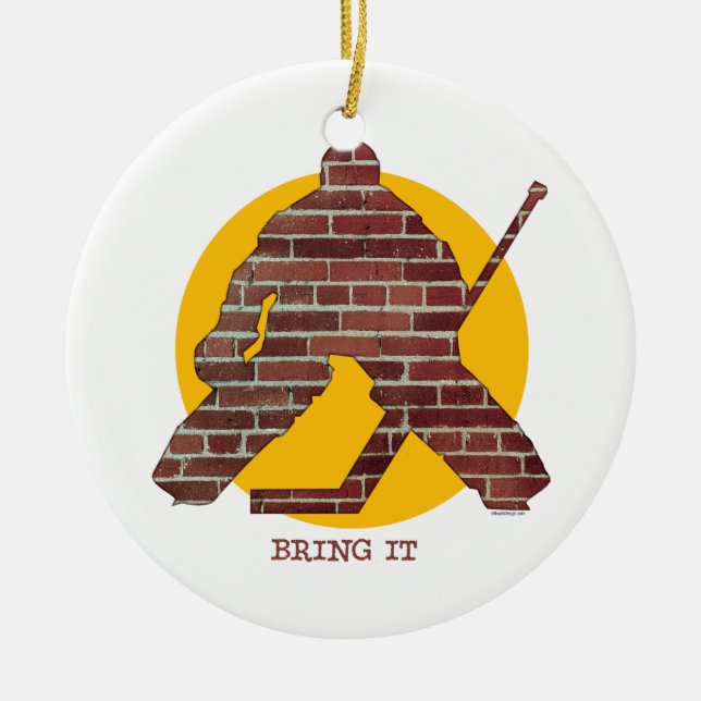 Brick Wall Goalie Ceramic Tree Decoration (Front)