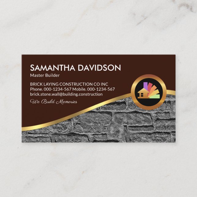 Brick Wall Gold Wave Brick Layer Business Card (Front)