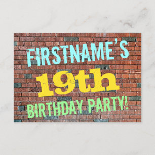 Brick Wall Graffiti Inspired 19th Birthday + Name Invitation