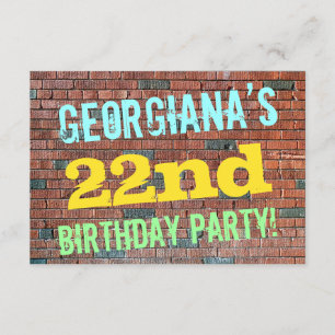 Brick Wall Graffiti Inspired 22nd Birthday + Name Invitation