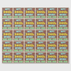 Brick Wall Graffiti Inspired 24th Birthday + Name Wrapping Paper