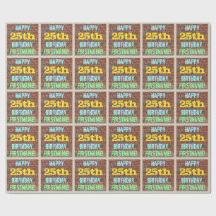 Brick Wall Graffiti Inspired 25th Birthday + Name Wrapping Paper