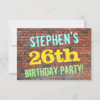 Brick Wall Graffiti Inspired 26th Birthday + Name
