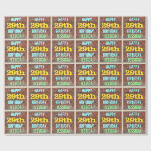 Brick Wall Graffiti Inspired 29th Birthday + Name Wrapping Paper