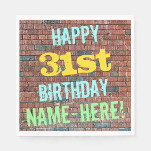 Brick Wall Graffiti Inspired 31st Birthday + Name Napkin