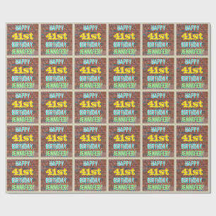 Brick Wall Graffiti Inspired 41st Birthday + Name Wrapping Paper