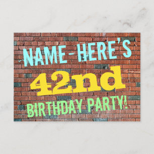 Brick Wall Graffiti Inspired 42nd Birthday + Name Invitation