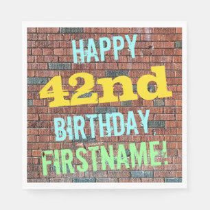 Brick Wall Graffiti Inspired 42nd Birthday + Name Napkin