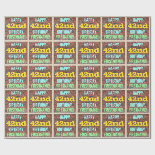Brick Wall Graffiti Inspired 42nd Birthday + Name Wrapping Paper
