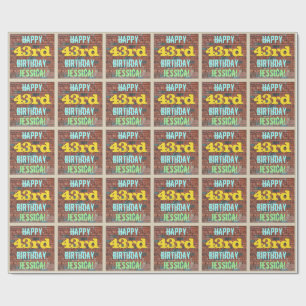 Brick Wall Graffiti Inspired 43rd Birthday + Name Wrapping Paper