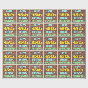 Brick Wall Graffiti Inspired 45th Birthday + Name Wrapping Paper