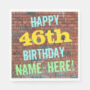 Brick Wall Graffiti Inspired 46th Birthday + Name Napkin