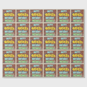 Brick Wall Graffiti Inspired 46th Birthday + Name Wrapping Paper