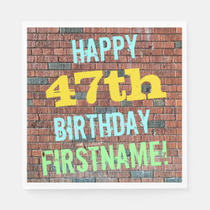 Brick Wall Graffiti Inspired 47th Birthday + Name Napkin