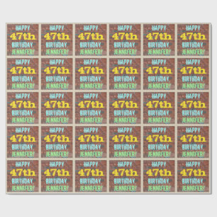 Brick Wall Graffiti Inspired 47th Birthday + Name Wrapping Paper