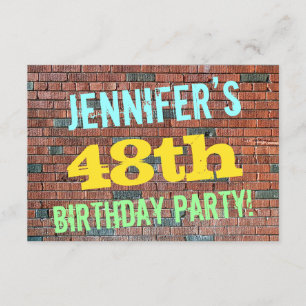 Brick Wall Graffiti Inspired 48th Birthday + Name Invitation