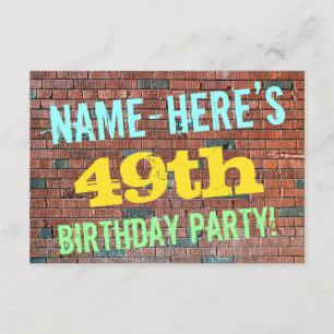 Brick Wall Graffiti Inspired 49th Birthday + Name Invitation