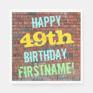 Brick Wall Graffiti Inspired 49th Birthday + Name Napkin