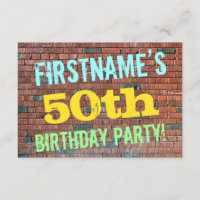 Brick Wall Graffiti Inspired 50th Birthday + Name