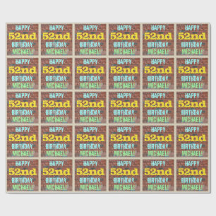 Brick Wall Graffiti Inspired 52nd Birthday + Name Wrapping Paper