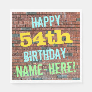 Brick Wall Graffiti Inspired 54th Birthday + Name Napkin