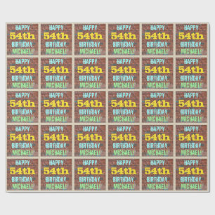 Brick Wall Graffiti Inspired 54th Birthday + Name Wrapping Paper