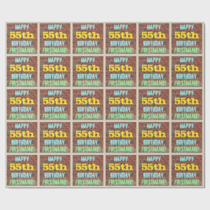 Brick Wall Graffiti Inspired 55th Birthday + Name Wrapping Paper