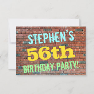 Brick Wall Graffiti Inspired 56th Birthday + Name Invitation