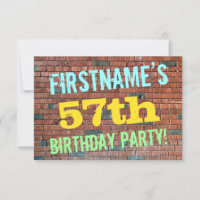 Brick Wall Graffiti Inspired 57th Birthday + Name