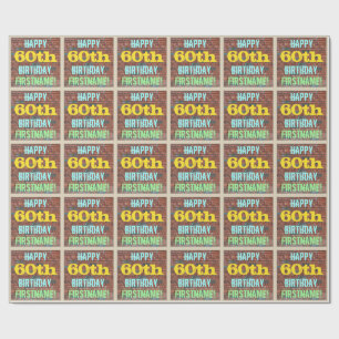 Brick Wall Graffiti Inspired 60th Birthday + Name Wrapping Paper