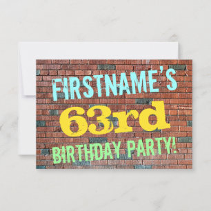 Brick Wall Graffiti Inspired 63rd Birthday + Name Invitation
