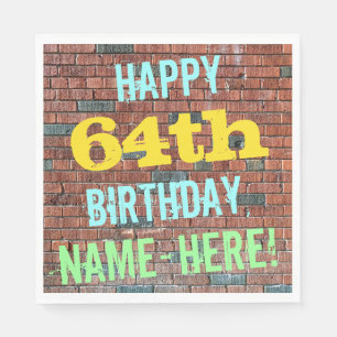 Brick Wall Graffiti Inspired 64th Birthday + Name Napkin