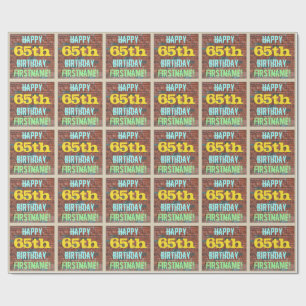 Brick Wall Graffiti Inspired 65th Birthday + Name Wrapping Paper