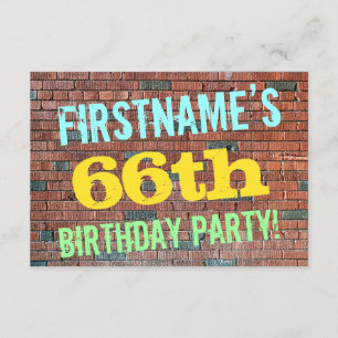 Brick Wall Graffiti Inspired 66th Birthday + Name Invitation