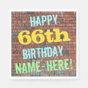 Brick Wall Graffiti Inspired 66th Birthday + Name Napkin