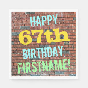 Brick Wall Graffiti Inspired 67th Birthday + Name Napkin
