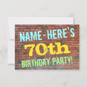 Brick Wall Graffiti Inspired 70th Birthday + Name Invitation