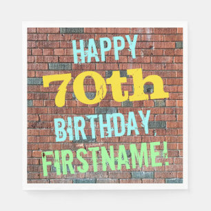 Brick Wall Graffiti Inspired 70th Birthday + Name Napkin