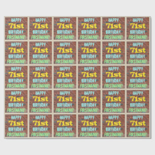 Brick Wall Graffiti Inspired 71st Birthday + Name Wrapping Paper