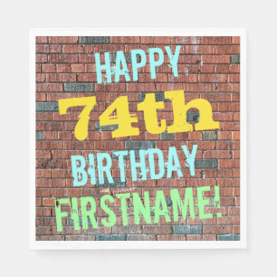 Brick Wall Graffiti Inspired 74th Birthday + Name Napkin