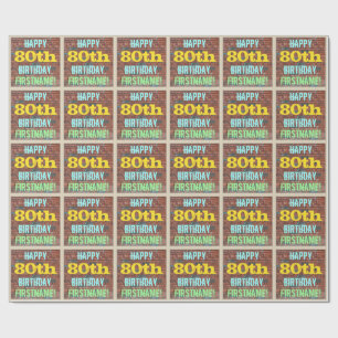 Brick Wall Graffiti Inspired 80th Birthday + Name Wrapping Paper