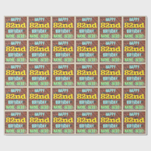 Brick Wall Graffiti Inspired 82nd Birthday + Name Wrapping Paper