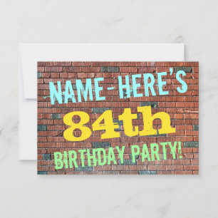 Brick Wall Graffiti Inspired 84th Birthday + Name Invitation